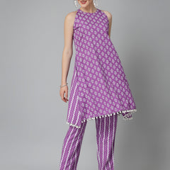 Stylum Women's Ethnic Motif Printed Rayon Co-Ord Set (CSTANGOPURPLE)