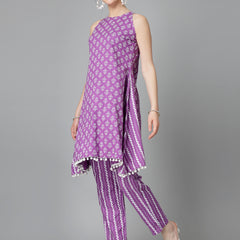 Stylum Women's Ethnic Motif Printed Rayon Co-Ord Set (CSTANGOPURPLE)