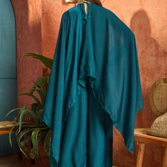 Stylum Women's Teal Solid & Embroidered Velvet Co-Ord Set (CSTEALBHAVYA)