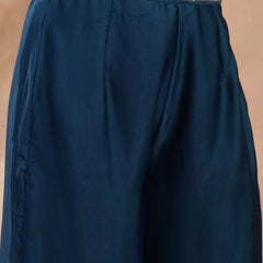 Stylum Women's Teal Solid & Embroidered Velvet Co-Ord Set (CSTEALBHAVYA)