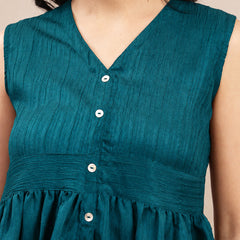 Stylum Women's Teal Solid Crepe Co-Ord Set (CSTEALVAIBS)
