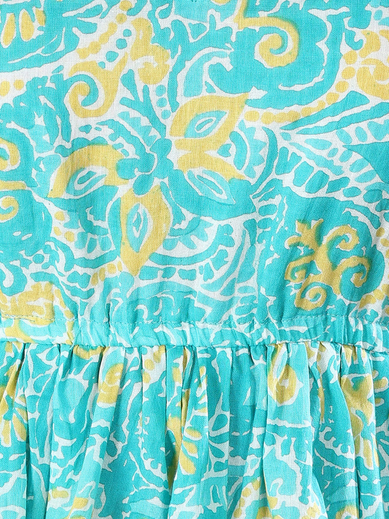 Stylum Women's Turquoise Floral Printed Cotton Co-ords Set (CSTURQBONG)