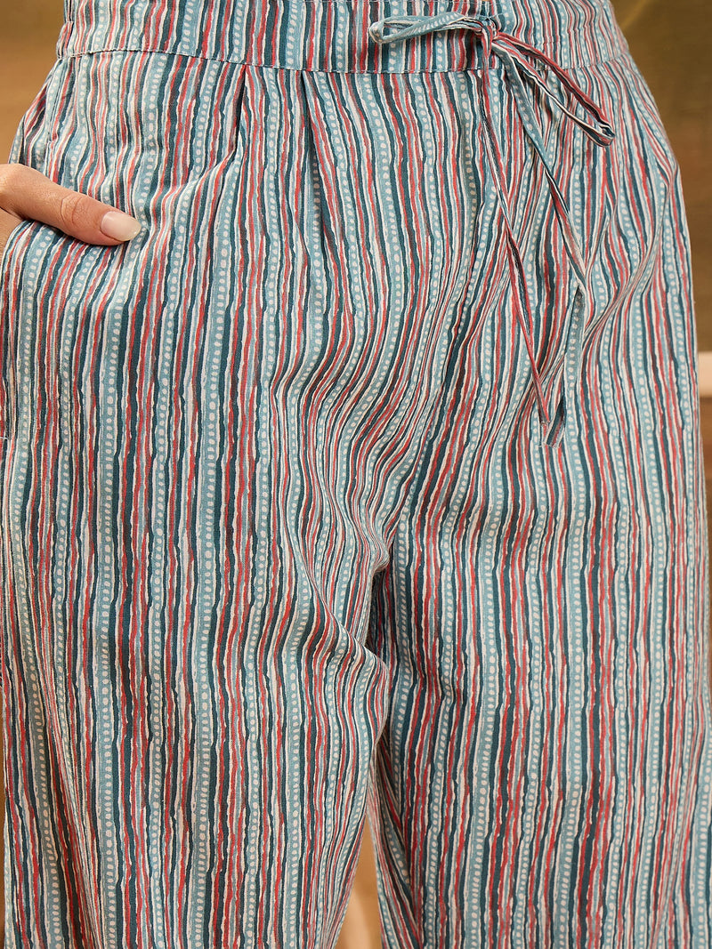 Stylum Women's Turq Blue Floral Printed Cotton Co-ords Set (CSTURQRANJAN)