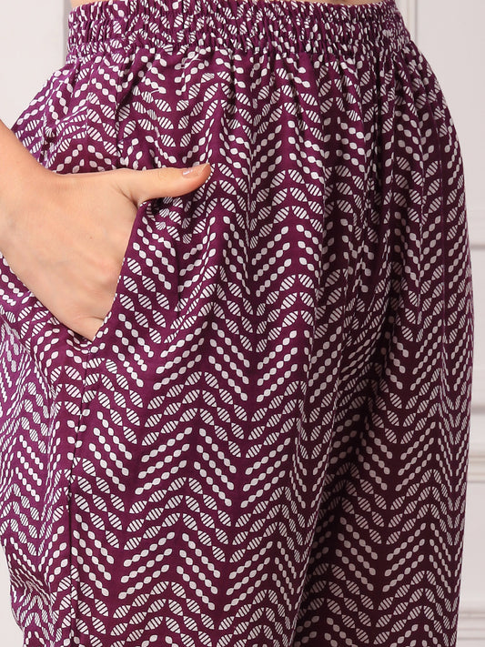 Violet Printed Rayon Co-Ord Set