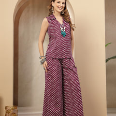 Stylum Women's Violet Leheriya Printed Cotton Co-Ord Set (CSVOILSANGLA)