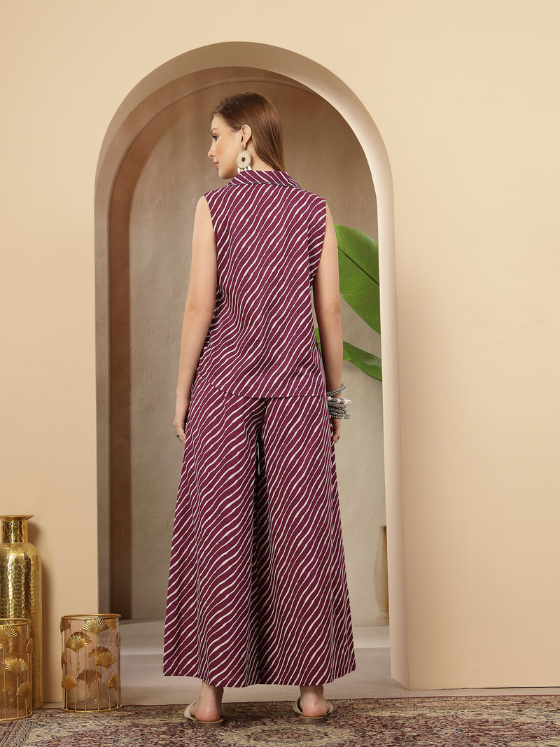 Stylum Women's Violet Leheriya Printed Cotton Co-Ord Set (CSVOILSANGLA)