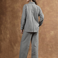 Stylum Women's Semi Woolen Checked Wool Blend Co-Ord Set (CSWBLACKCHECK)