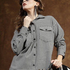 Stylum Women's Semi Woolen Checked Wool Blend Co-Ord Set (CSWBLACKCHECK)
