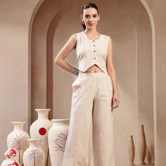 Stylum Women's White Self Design Cotton Co-Ord Set (CSWHITEOSCAR)