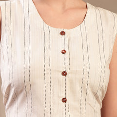 Stylum Women's White Self Design Cotton Co-Ord Set (CSWHITEOSCAR)