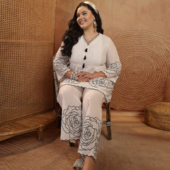 Stylum Women's Plus Size White Floral Printed Cotton Co-Ord Set (CSWHITEZINPAPLUS)