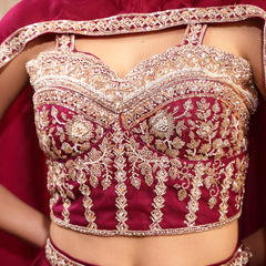Stylum Women's Wine Solid & Embroidered Velvet Co-Ord Set (CSWINEBHAVYA)