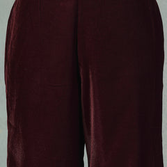 Stylum Women's Wine Solid & Embroidered Velvet Co-Ord Set (CSWINEJUGNI)