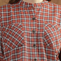 Stylum Women's Semi Woolen Checks Wool Blend Co-Ord Set (CSWMEDRUST)