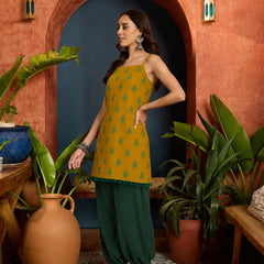 Stylum Women's Yellow Floral Printed Cotton Straight Top With Balloon Pant (CSYELLOWLANKA)