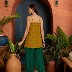Stylum Women's Yellow Floral Printed Cotton Straight Top With Balloon Pant (CSYELLOWLANKA)