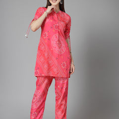 Bandhej Printed Satin Co-Ord Set