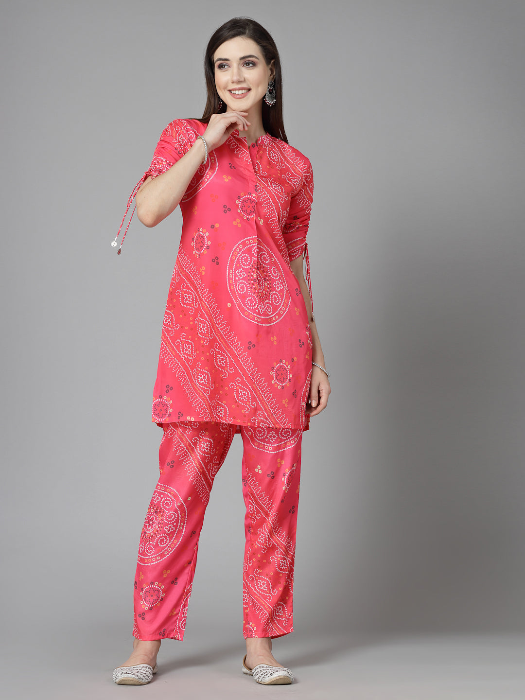 Bandhej Printed Satin Co-Ord Set