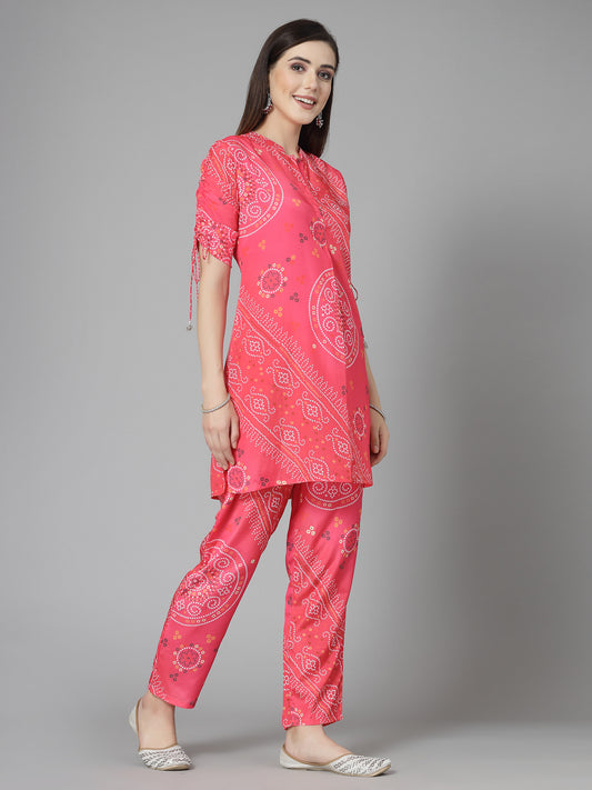 Bandhej Printed Satin Co-Ord Set