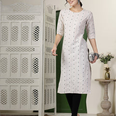 Stylum Women's Self Designed Cotton Blend Straight Kurta (DESIKA)