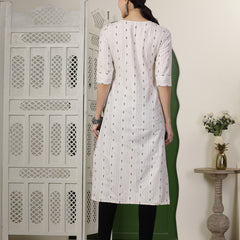 Stylum Women's Self Designed Cotton Blend Straight Kurta (DESIKA)