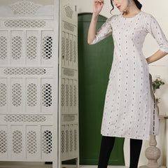 Stylum Women's Self Designed Cotton Blend Straight Kurta (DESIKA)