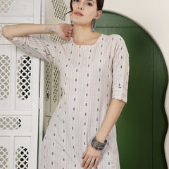 Stylum Women's Self Designed Cotton Blend Straight Kurta (DESIKA)