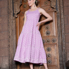 Stylum Women's Floral Printed Rayon Tiered Maxi Dress (DRSALTAIR)