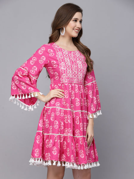 Stylum Women's Floral Printed Rayon Flared dress (DRSAVA)