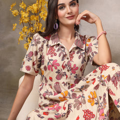 Stylum Women's Beige Tropical Printed Rayon Tiered Dress (DRSBEIGESOMIL)