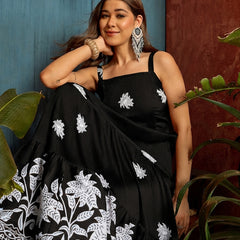 Stylum Women's Black Tropical Digital Printed Crepe Tiered Dress (DRSBLACKBAJAJ)