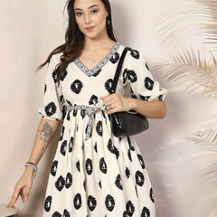 Stylum Women's Black Boho Printed Rayon Dress (DRSBLACKBOHO)