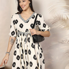 Stylum Women's Black Boho Printed Rayon Dress (DRSBLACKBOHO)