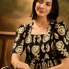 Stylum Women's Black Paisley Printed Cotton Tiered Dress (DRSBLACKESTEE)