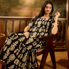 Stylum Women's Black Paisley Printed Cotton Tiered Dress (DRSBLACKESTEE)