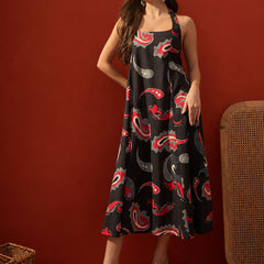 Stylum Women's Black Paisley Printed Cotton Empire Dress (DRSBLACKPARTY)