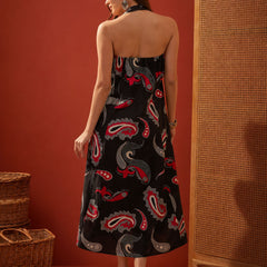 Stylum Women's Black Paisley Printed Cotton Empire Dress (DRSBLACKPARTY)