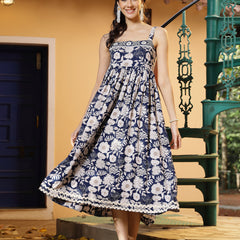 Stylum Women's Blue Floral Printed Rayon Dress (DRSBLUEFLOW)
