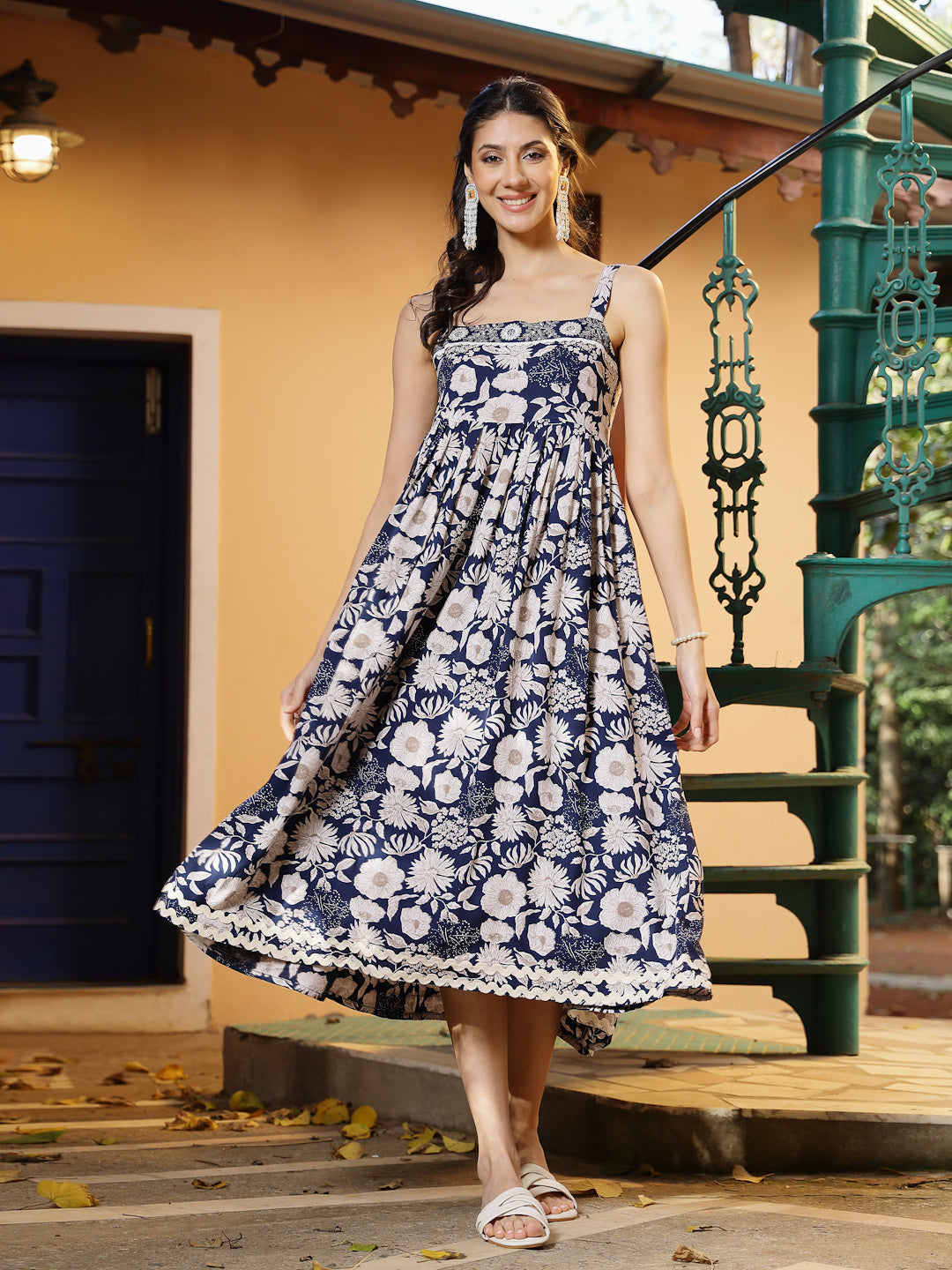 Stylum Women's Blue Floral Printed Rayon Dress (DRSBLUEFLOW)