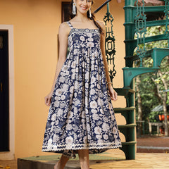 Stylum Women's Blue Floral Printed Rayon Dress (DRSBLUEFLOW)