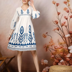 Stylum Women's Printed Rayon Flared dress (DRSBLUEGRACE)