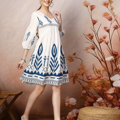 Stylum Women's Printed Rayon Flared dress (DRSBLUEGRACE)