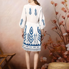 Stylum Women's Printed Rayon Flared dress (DRSBLUEGRACE)