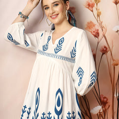 Stylum Women's Printed Rayon Flared dress (DRSBLUEGRACE)