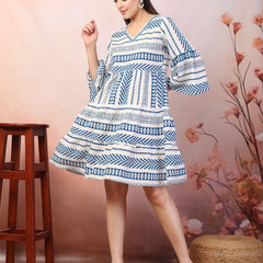 Stylum Women's Printed Rayon Tiered dress (DRSBLUEHANNAH)