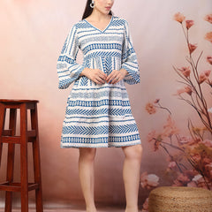 Stylum Women's Printed Rayon Tiered dress (DRSBLUEHANNAH)