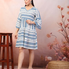 Stylum Women's Printed Rayon Tiered dress (DRSBLUEHANNAH)