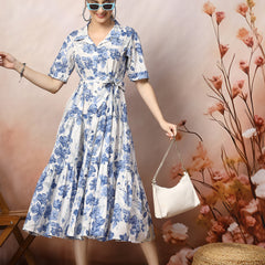 Stylum Women's Floral Printed Cotton Flared Dress (DRSBLUEKINNU)