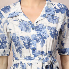 Stylum Women's Floral Printed Cotton Flared Dress (DRSBLUEKINNU)