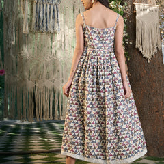 Stylum Women's Brown Printed Cotton Pleated Dress (DRSBROWNBAKSA)